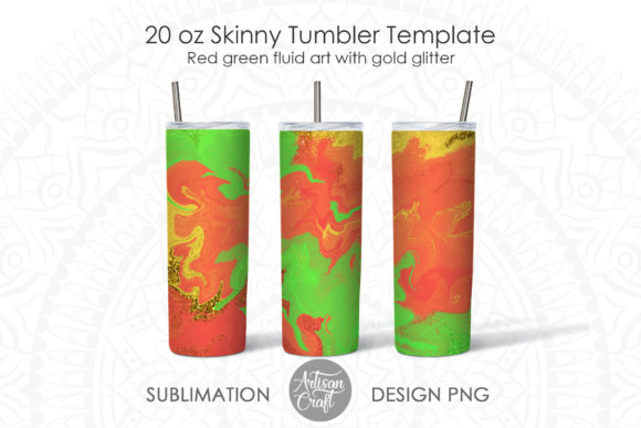 20oz Skinny Tumbler Design: Green Red Graphics for Crafts