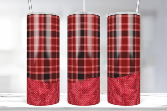 20oz Skinny Tumbler Wrap Red Burlap Graphics & Print Templates
