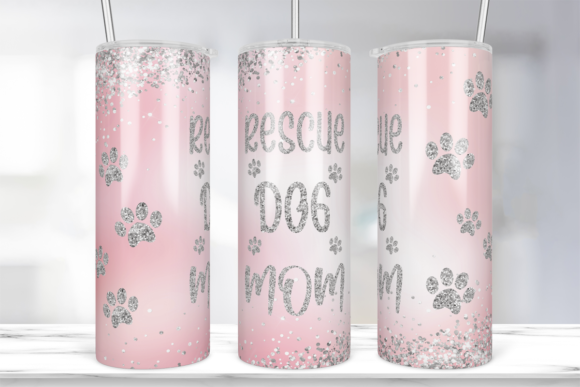 20oz Skinny Tumbler Wrap Rescue Dog Mom Graphics