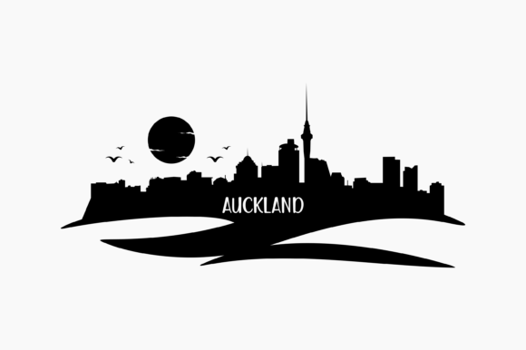 Auckland Skyline Silhouette: Graphics for Crafts & Local Branding