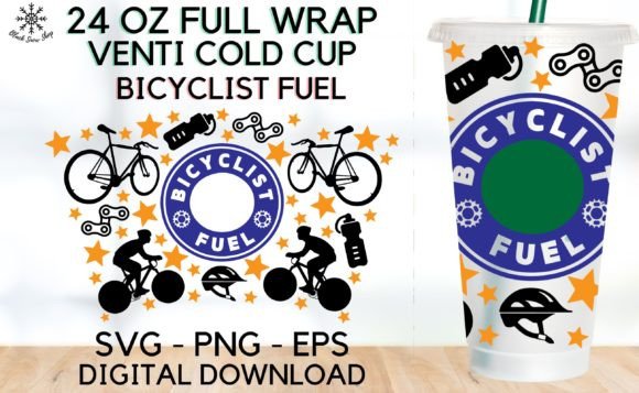 Bicyclist Fuel Wrap Venti Cold Cup Graphics & Illustrations