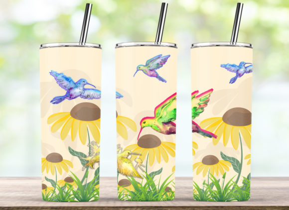 Bird Hummingbird Sunflower Grass Tumbler Graphics for Crafts
