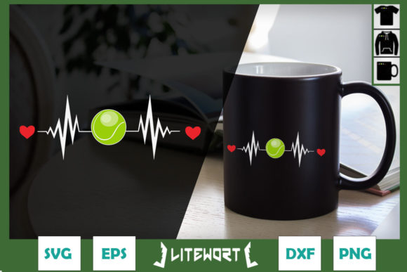 Funny Tennis Heartbeat Graphics for Crafts