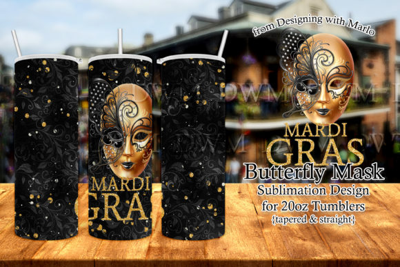 Mardi Gras Butterfly Mask 20oz Tumbler Graphics