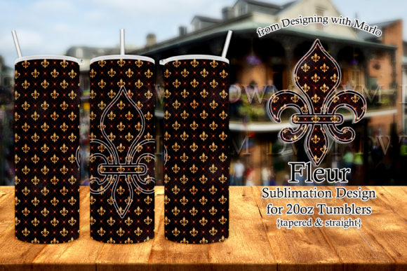 Mardi Gras Fleur 20oz Skinny Tumbler Graphics & Print Templates