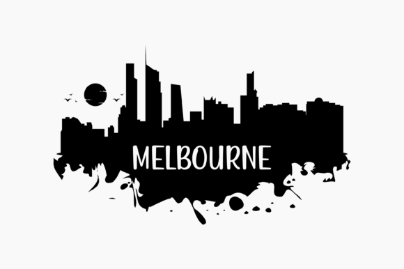 Melbourne Skyline Silhouette Graphics for Crafts