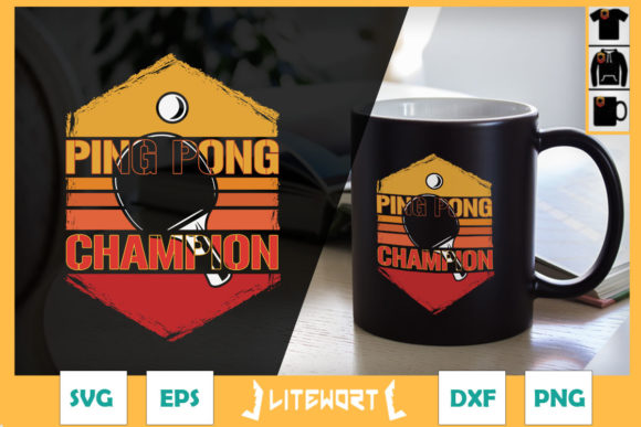 Ping Pong Champion Retro Table Tennis Graphics for Crafts