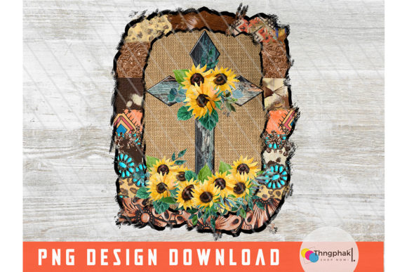 Rustic Cross with Sunflower Graphics for Crafts