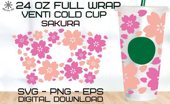 Sakura Wrap Venti Cold Cup: Graphics & Illustrations for Delicate Brand Moments