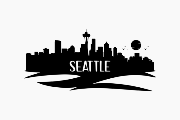 Seattle Skyline Silhouette Graphics for Crafts Branding