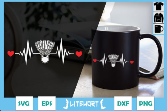 Shuttlecock Heartbeat Funny Badminton Graphics for Crafts