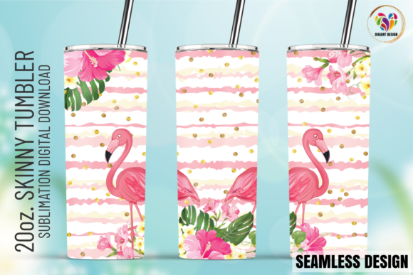 Summer Flamingo 20oz Tumbler Wrap: Graphics & Print Templates