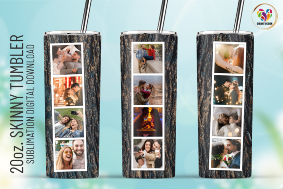 Wood BArk Photo Frame 20oz Tumbler Wrap: Graphics & Print Templates